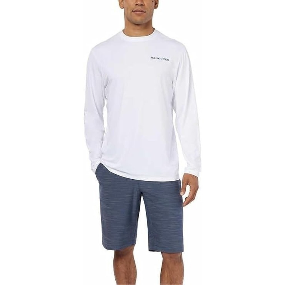 Hang Ten Swim Shirt Rash Guard Men's XL White Long Sleeve UPF50 NWT